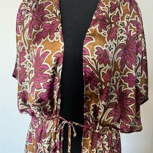 Evereve Vibrant Pink and Brown Long Sleeve Dress